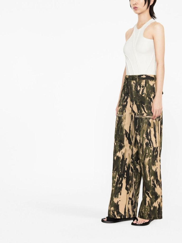 Green Abstract Print Trousers