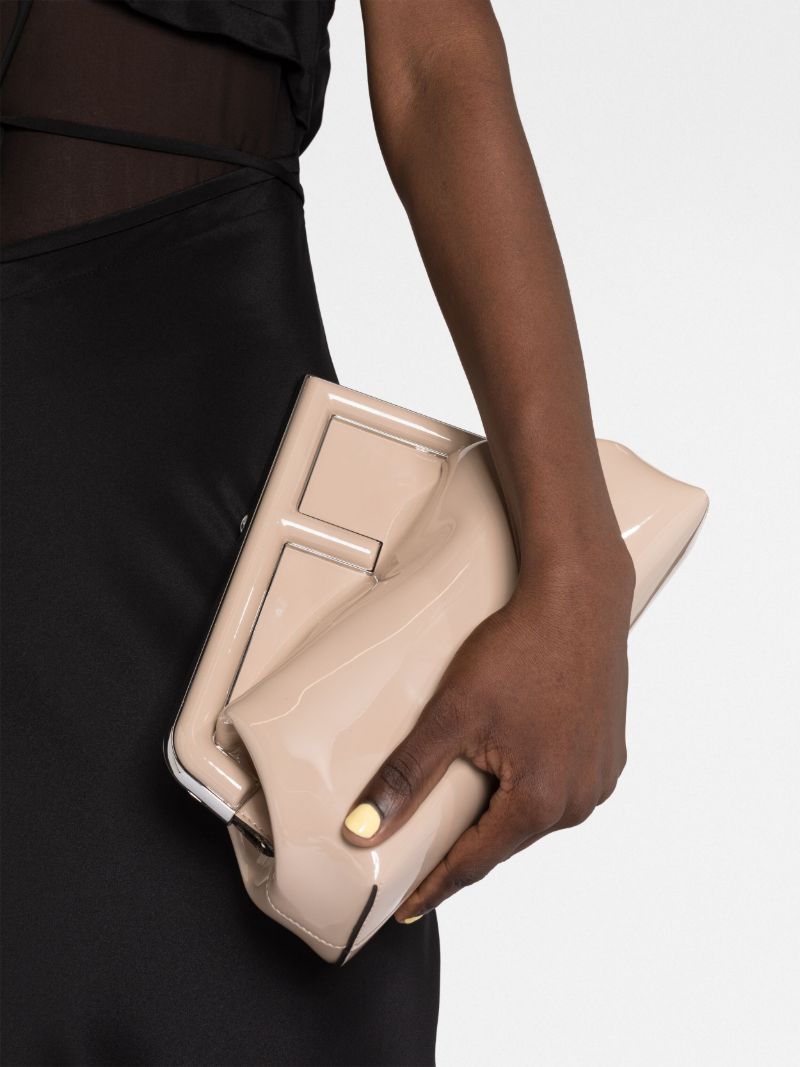 Neutral Fendi First Medium Leather Clutch Bag