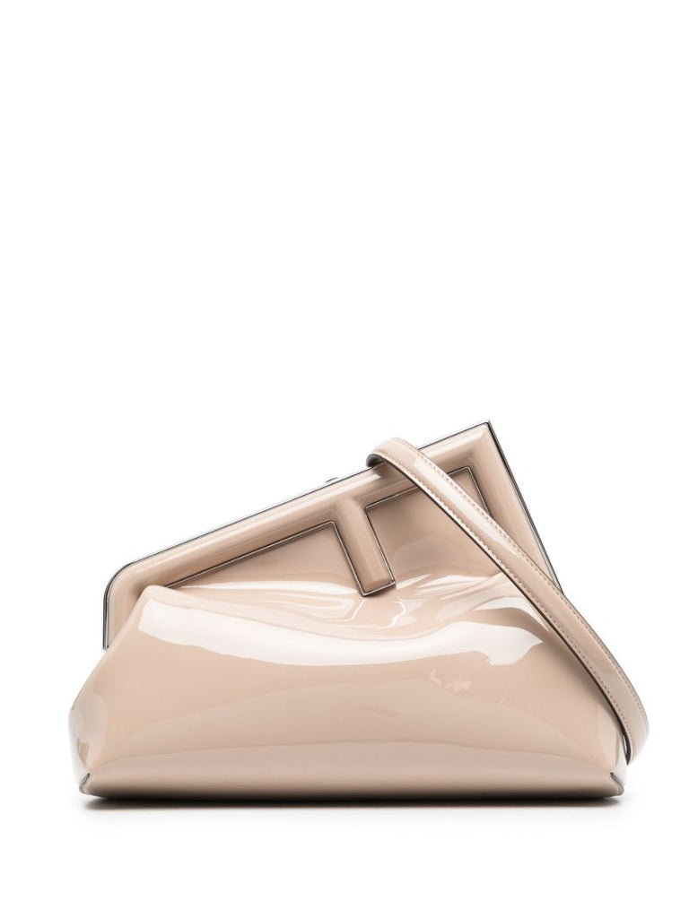 Neutral Fendi First Medium Leather Clutch Bag