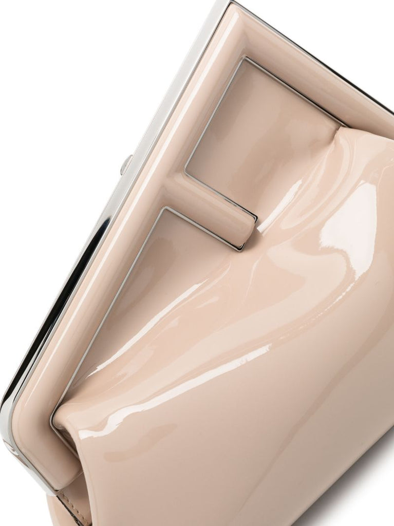 Neutral Fendi First Medium Leather Clutch Bag