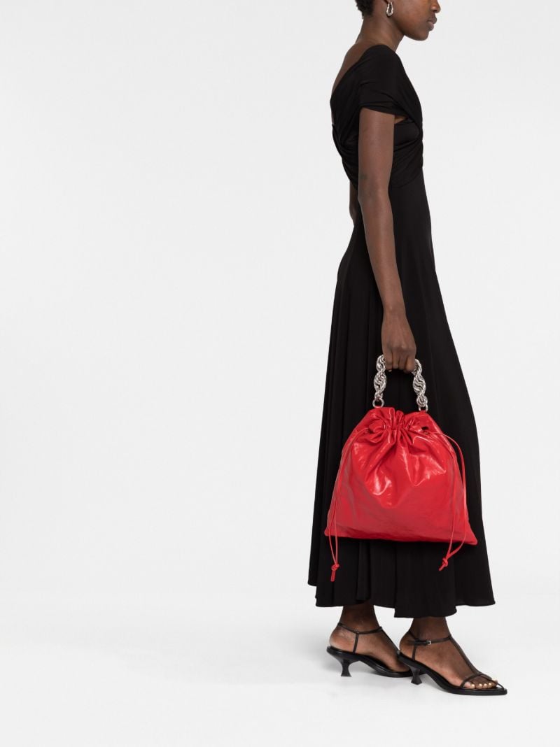 Red Chain Leather Tote Bag