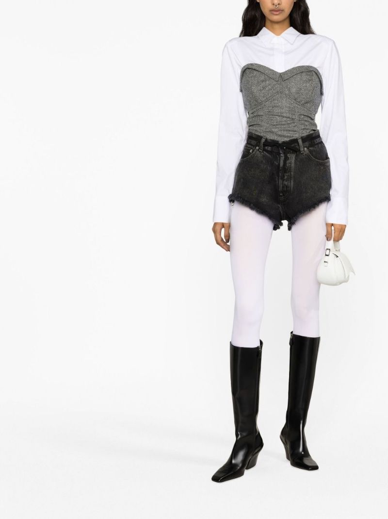 Black Frayed Hem Denim Shorts