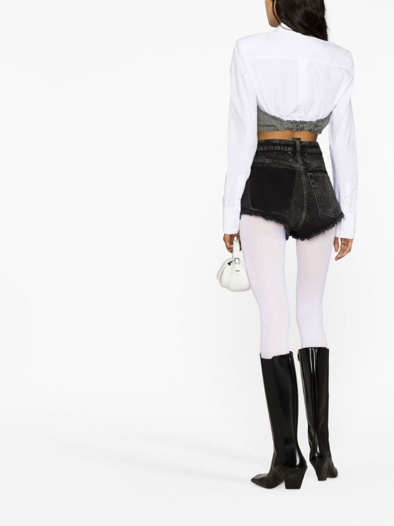 Black Frayed Hem Denim Shorts