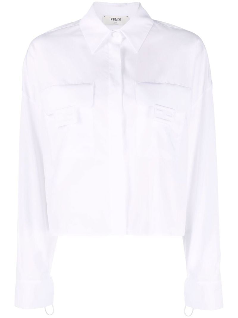 White Ff Patch Cotton Shirt