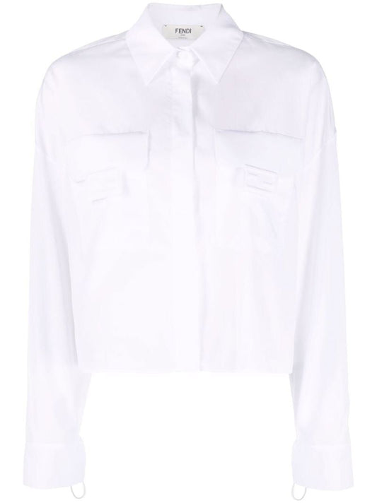 White Ff Patch Cotton Shirt