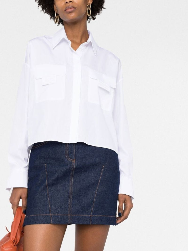 White Ff Patch Cotton Shirt