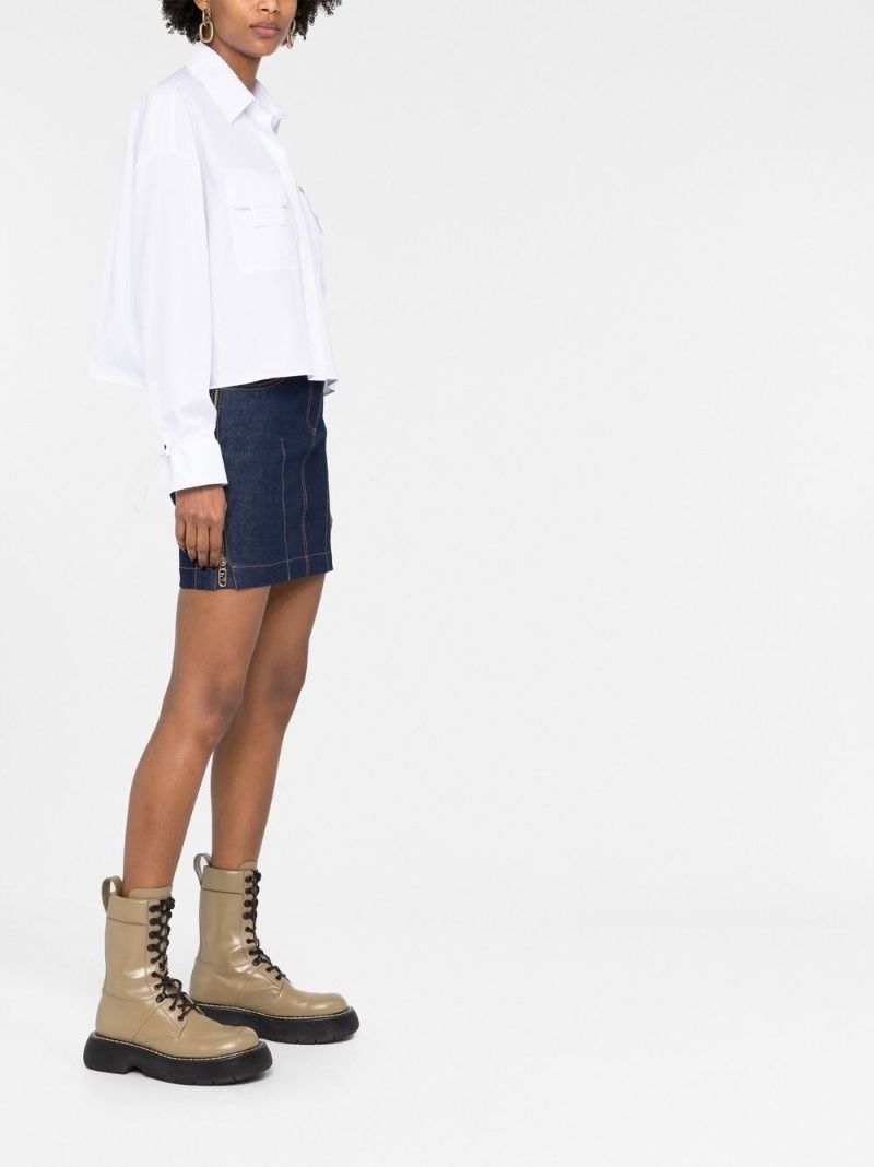 White Ff Patch Cotton Shirt