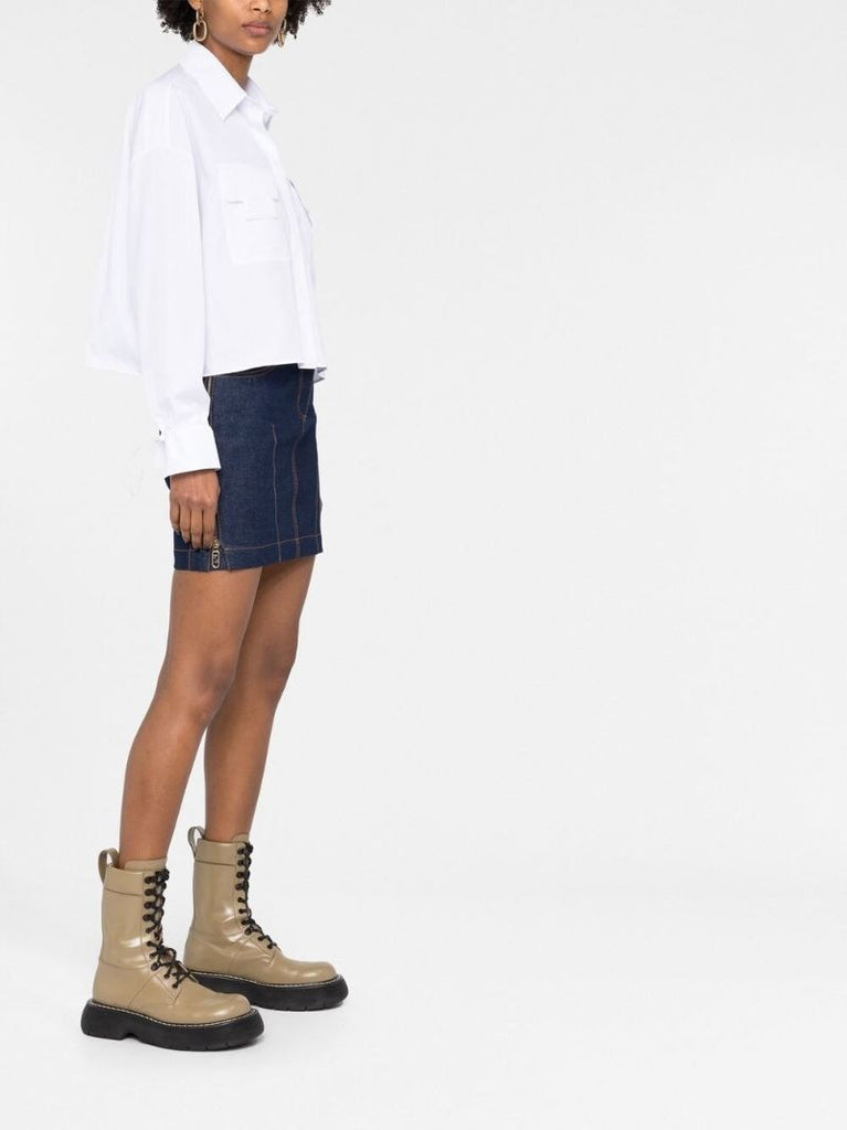White Ff Patch Cotton Shirt