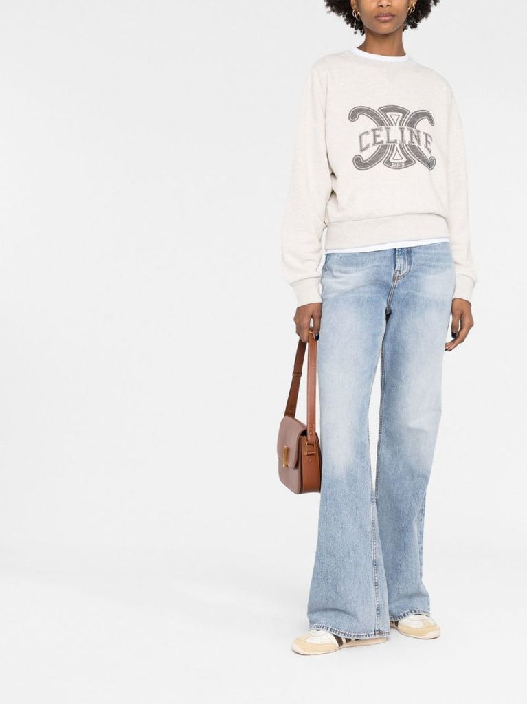 Neutral Triomphe Print Cotton Sweatshirt