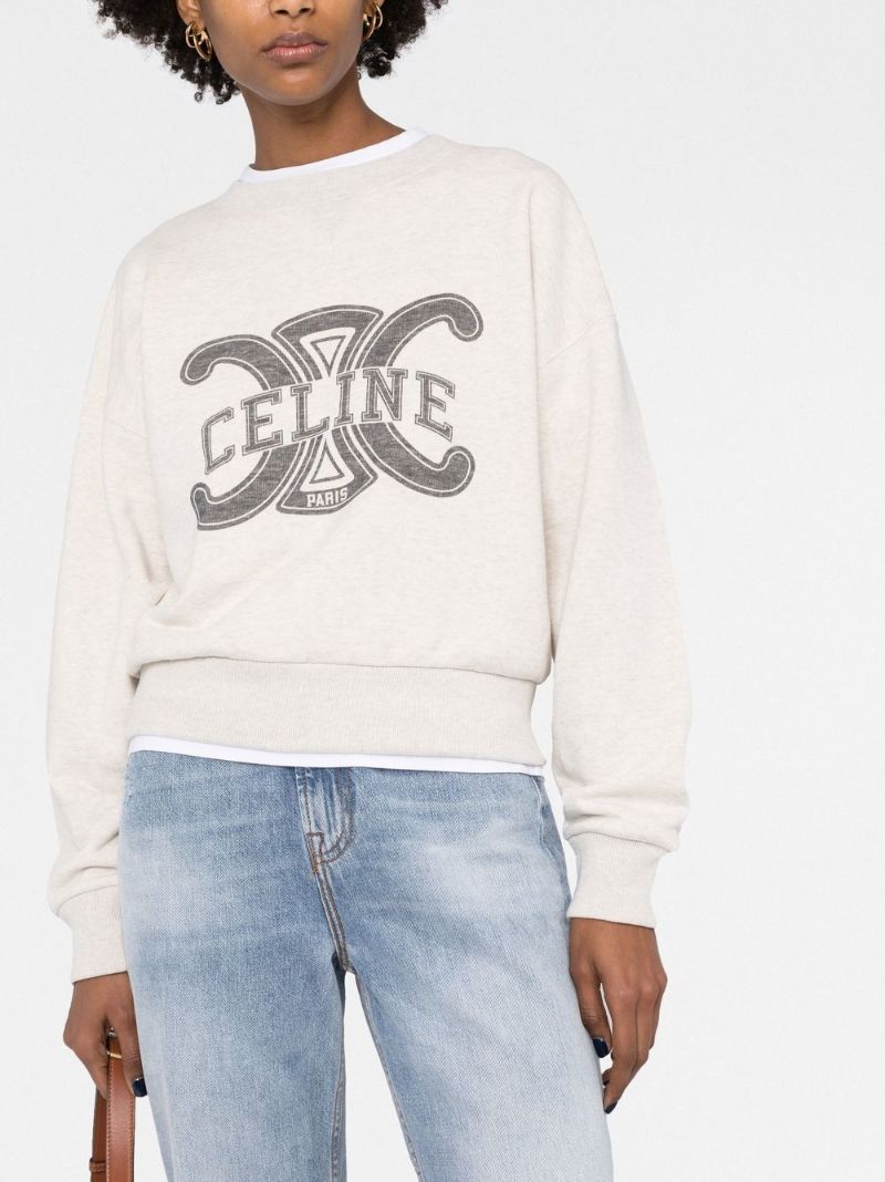Neutral Triomphe Print Cotton Sweatshirt