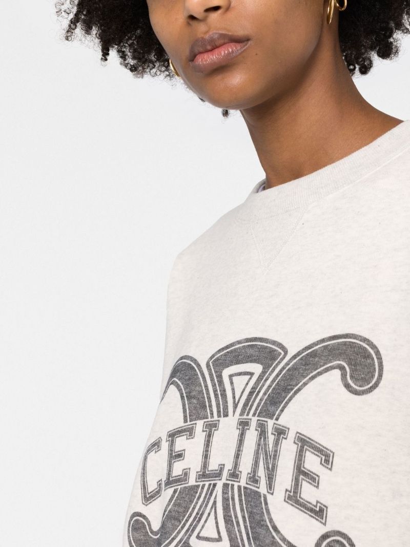 Neutral Triomphe Print Cotton Sweatshirt