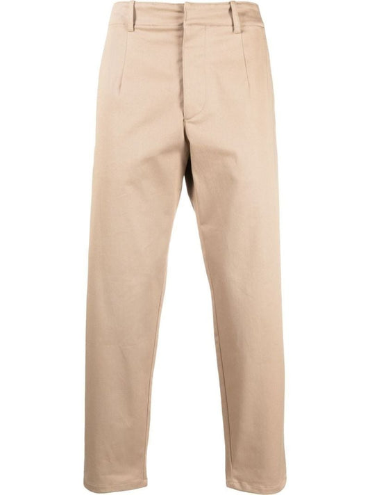 Neutral Logo Plaque Cropped Cotton Trousers