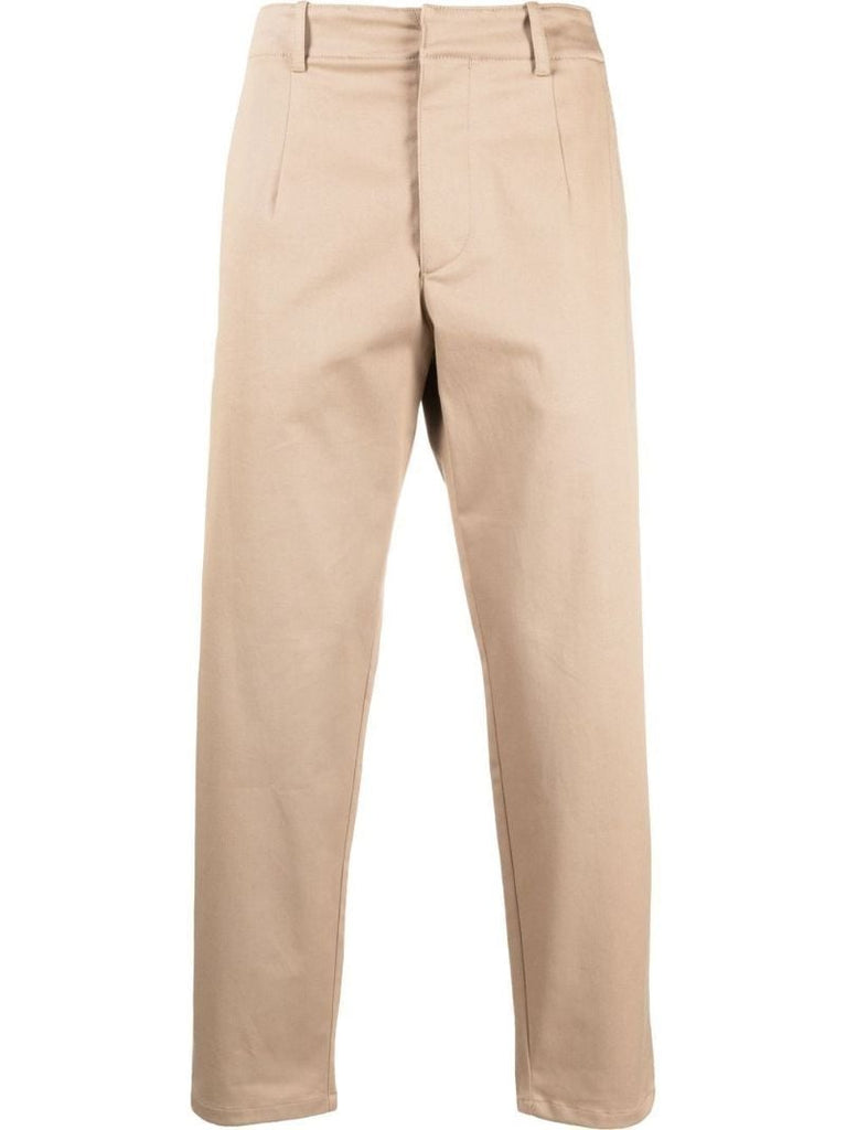 Neutral Logo Plaque Cropped Cotton Trousers