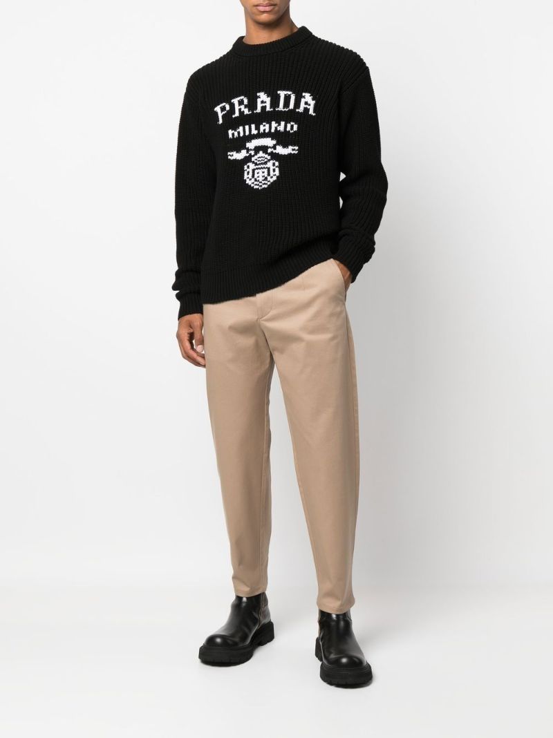 Neutral Logo Plaque Cropped Cotton Trousers
