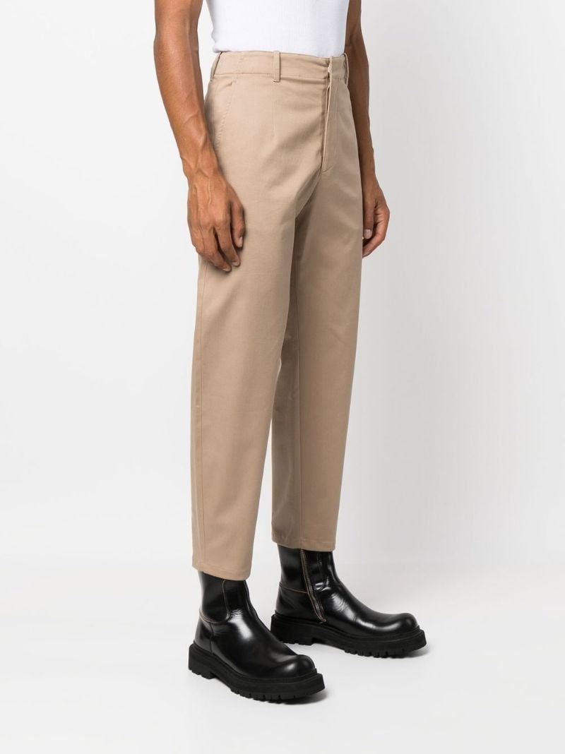 Neutral Logo Plaque Cropped Cotton Trousers
