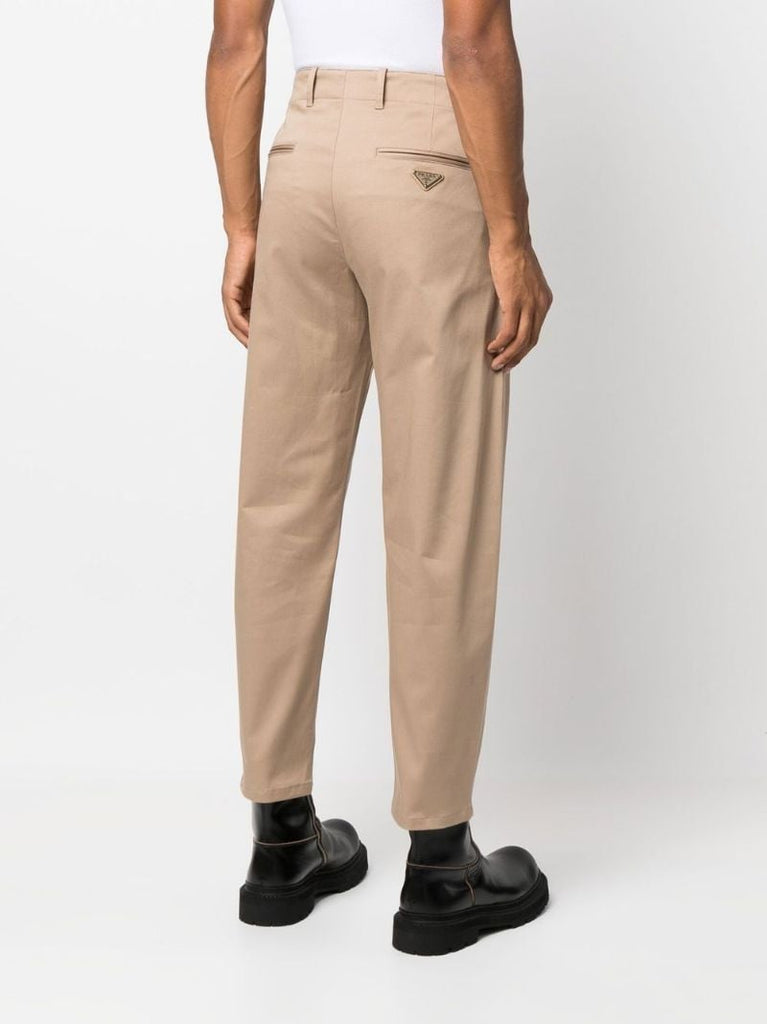 Neutral Logo Plaque Cropped Cotton Trousers
