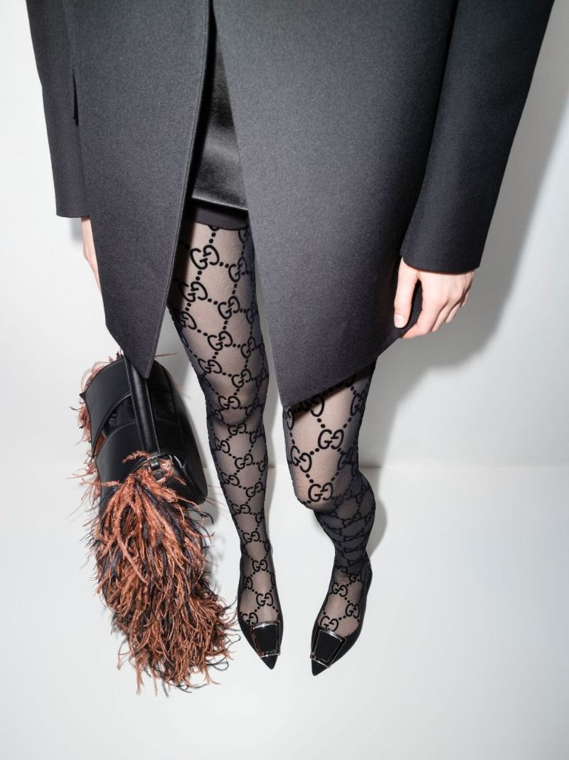 Black Gg Print Tights