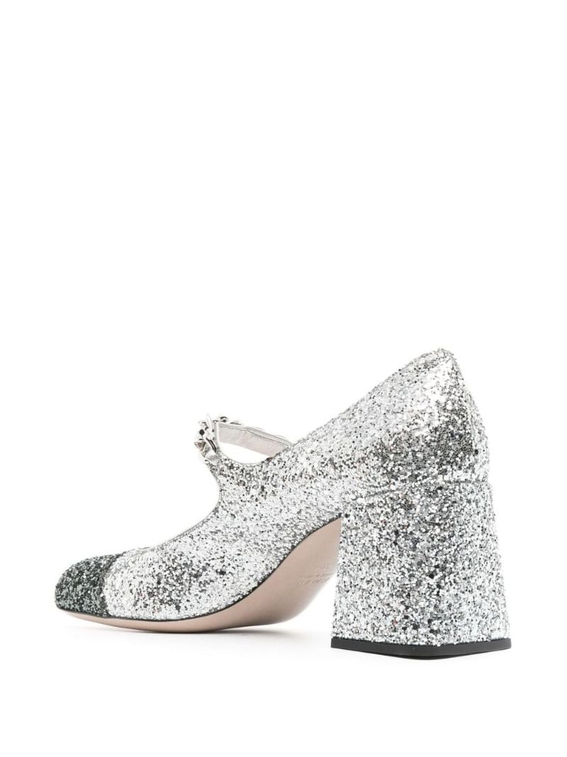 Silver 65 Glittered Leather Mary Jane Pumps