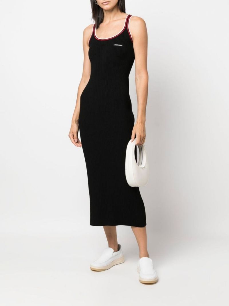 Black Logo Knit Midi Dress