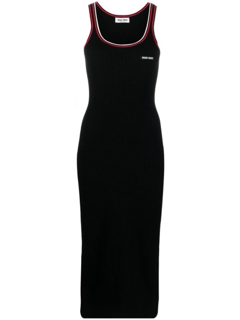 Black Logo Knit Midi Dress