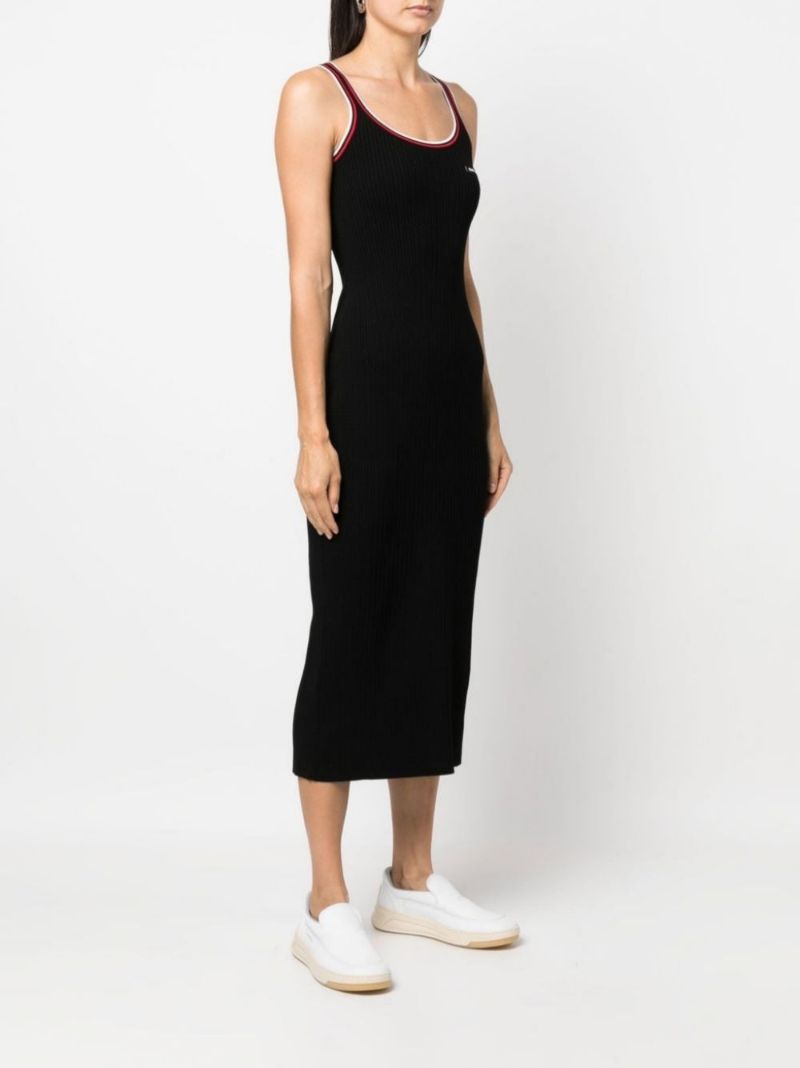 Black Logo Knit Midi Dress