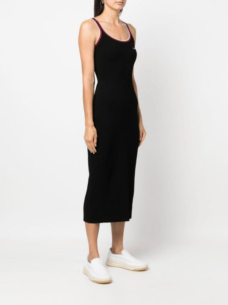 Black Logo Knit Midi Dress