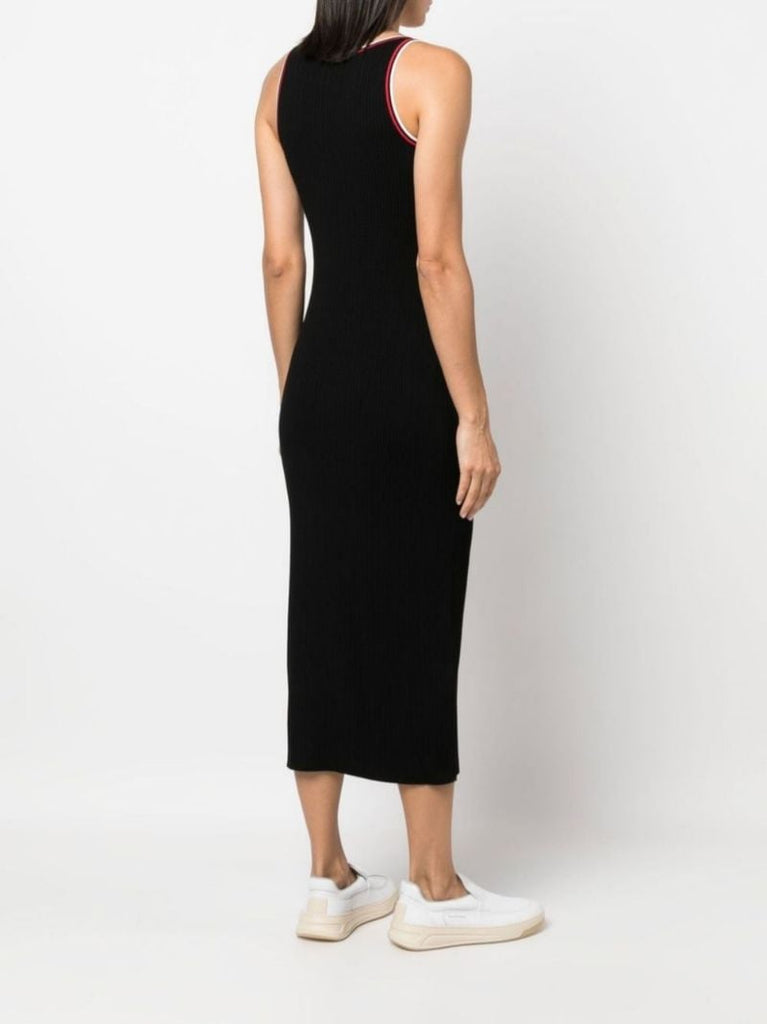 Black Logo Knit Midi Dress