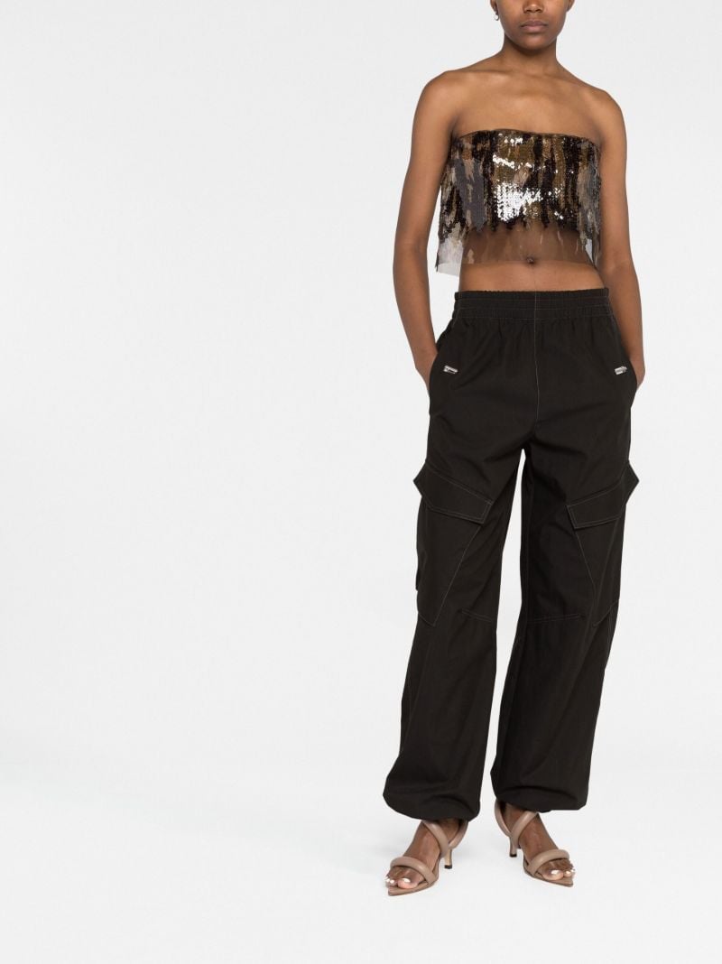 Brown Vertical Horizon Sequin Strapless Top