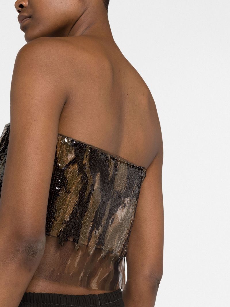 Brown Vertical Horizon Sequin Strapless Top