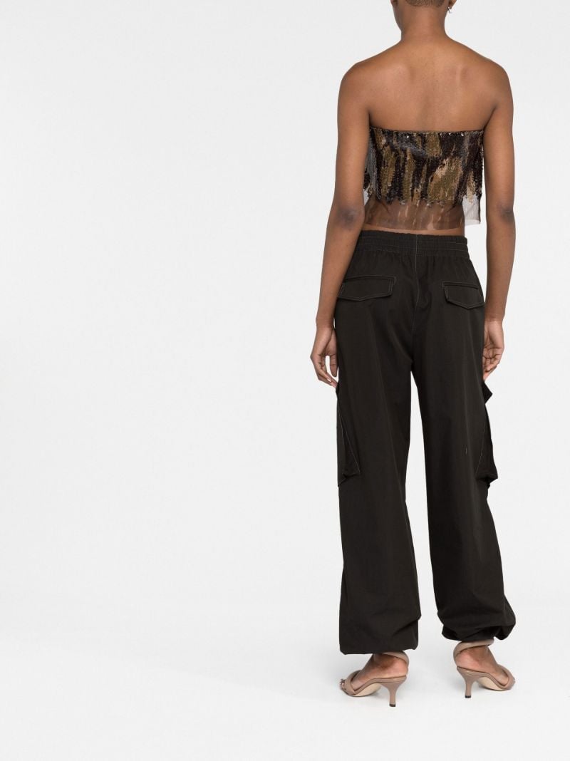 Brown Vertical Horizon Sequin Strapless Top