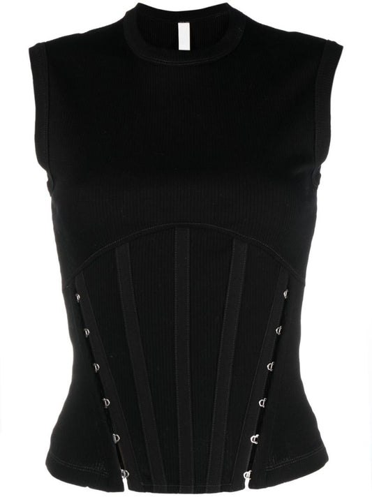 Black Split Hem Corset Top