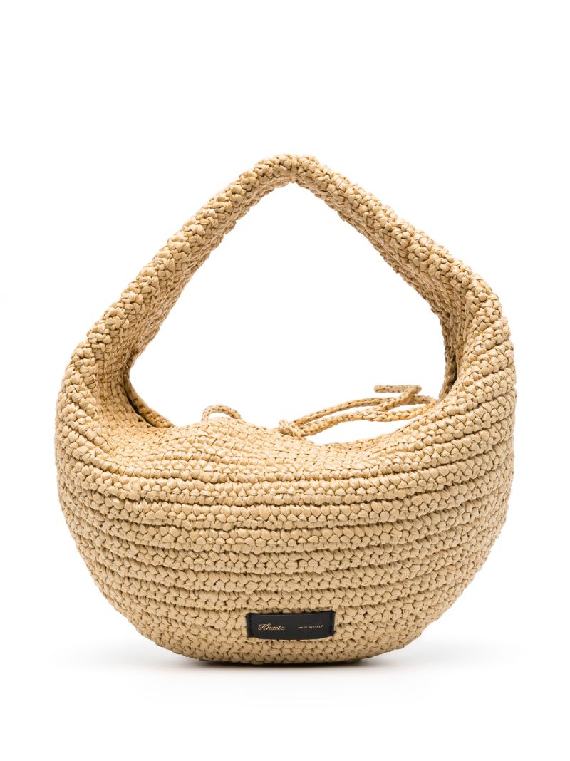 Neutral Olivia Raffia Shoulder Bag