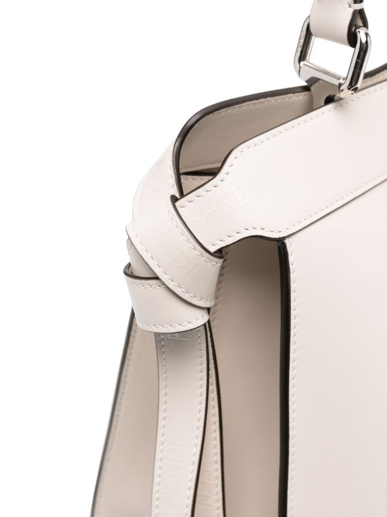 White Peekaboo Iseeu Medium Leather Tote Bag