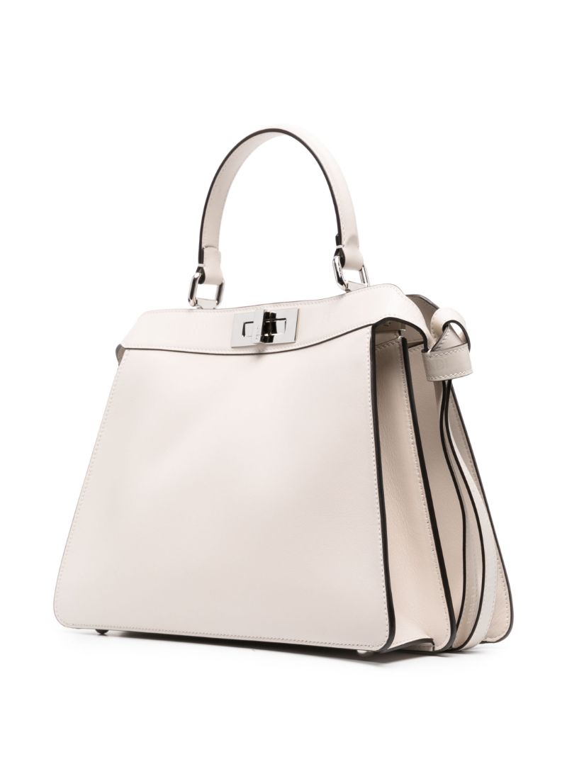 White Peekaboo Iseeu Medium Leather Tote Bag