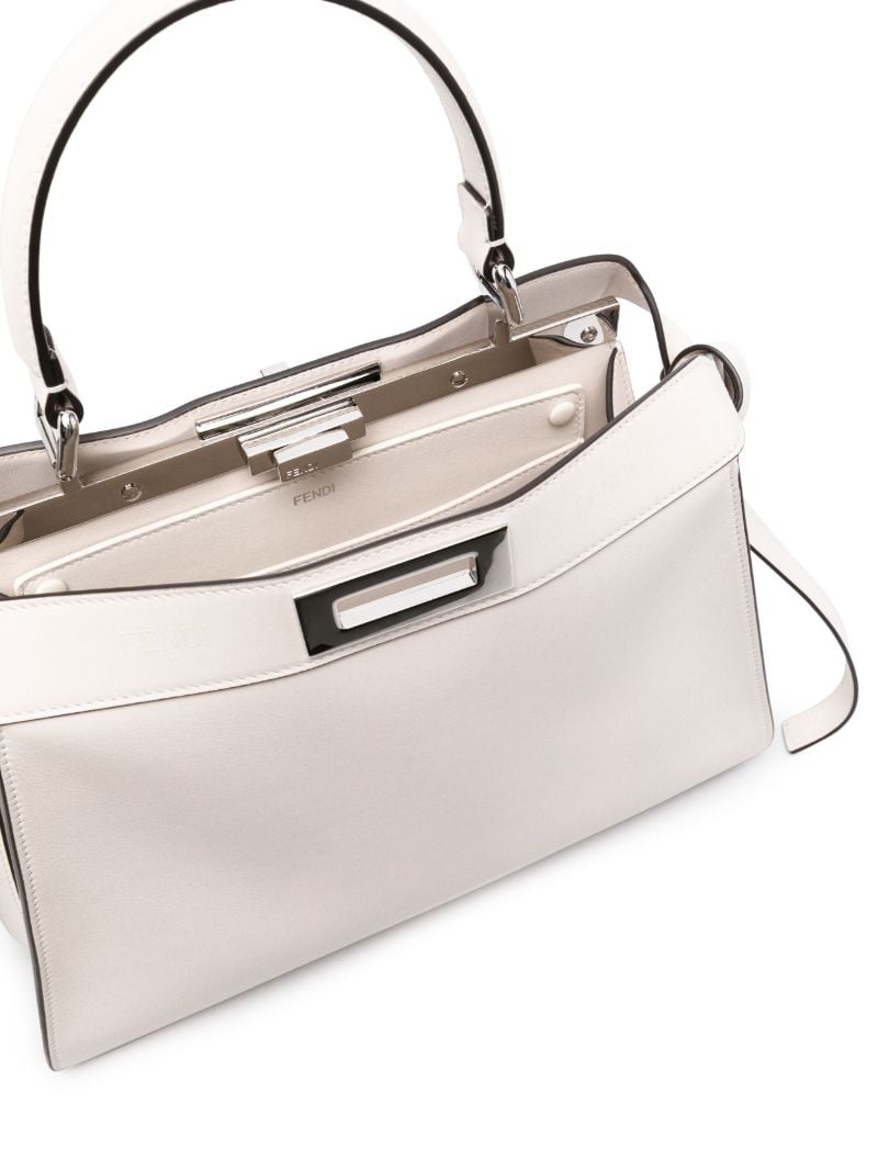 White Peekaboo Iseeu Medium Leather Tote Bag