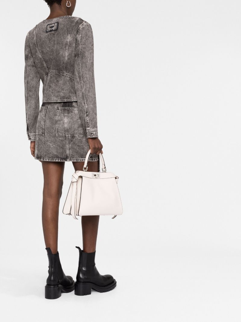 White Peekaboo Iseeu Medium Leather Tote Bag