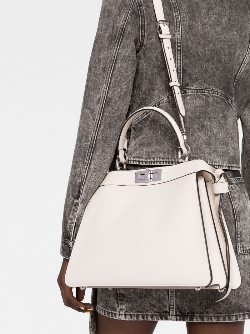 White Peekaboo Iseeu Medium Leather Tote Bag
