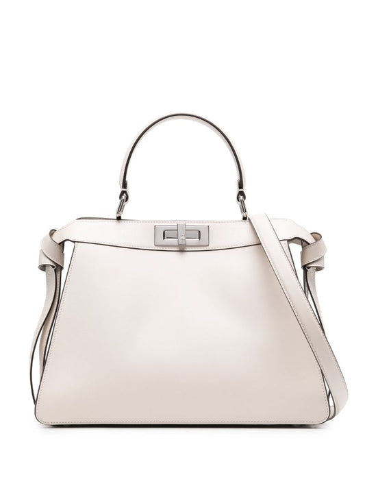 White Peekaboo Iseeu Medium Leather Tote Bag