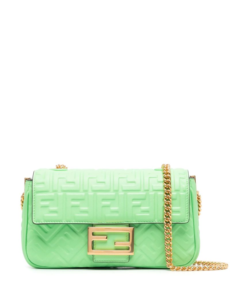 Green Baguette Medium Leather Shoulder Bag