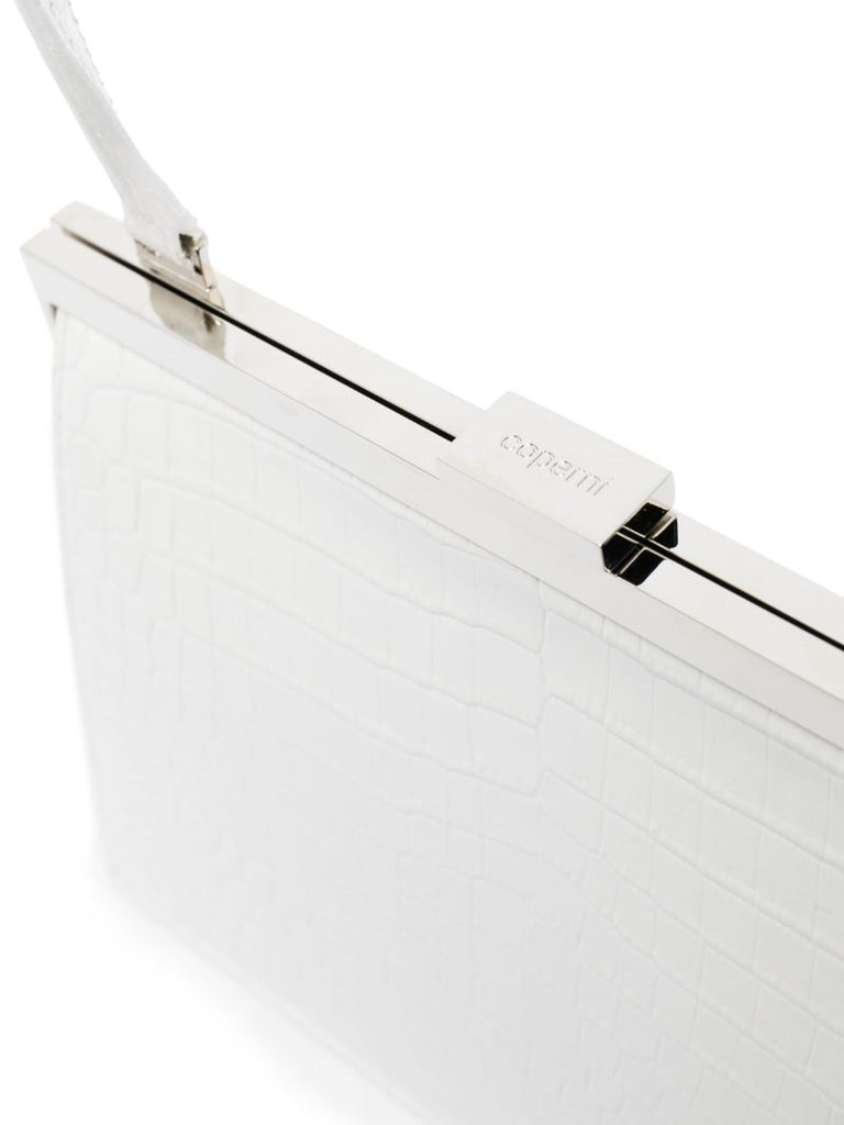 White Croc-effect Leather Mini Bag