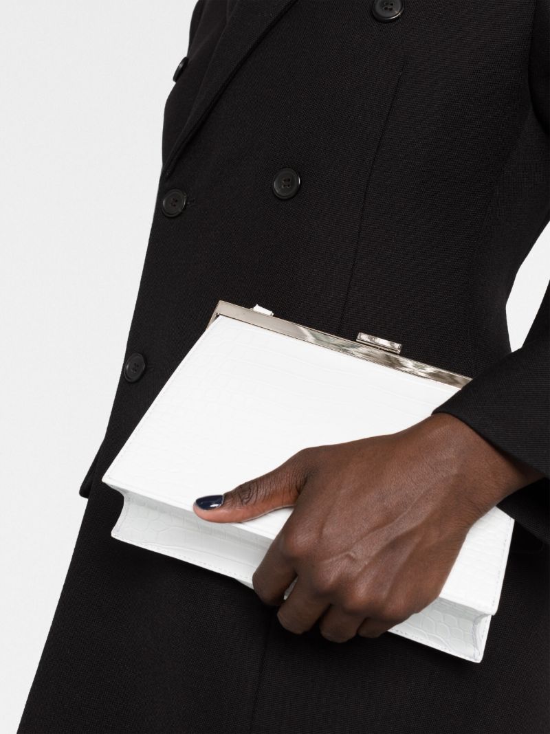 White Croc-effect Leather Mini Bag