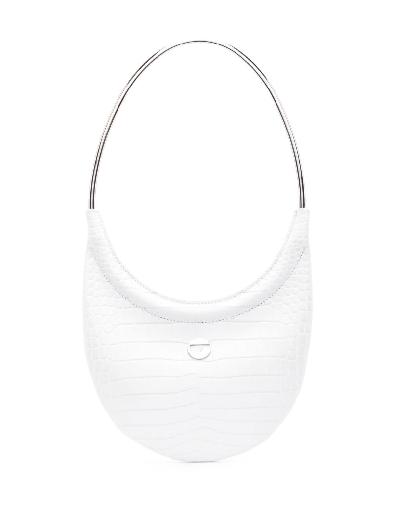 White Swipe Crocodile Effect Shoulder Bag