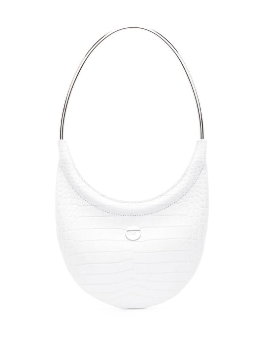 White Swipe Crocodile Effect Shoulder Bag