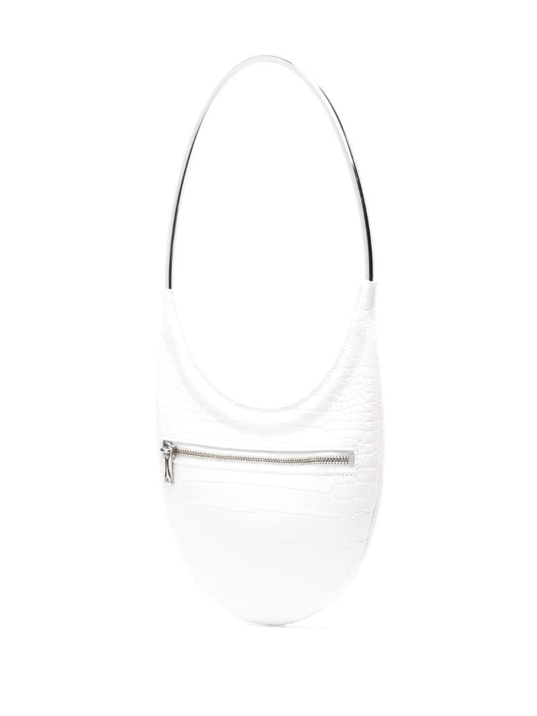 White Swipe Crocodile Effect Shoulder Bag