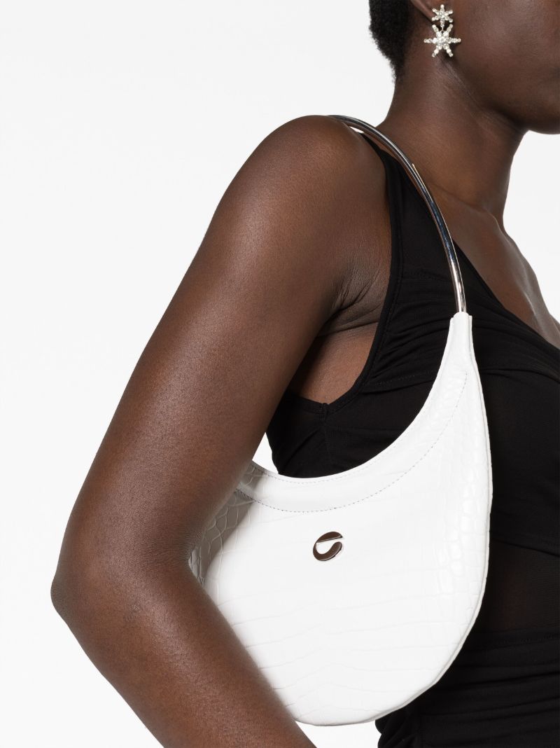 White Swipe Crocodile Effect Shoulder Bag