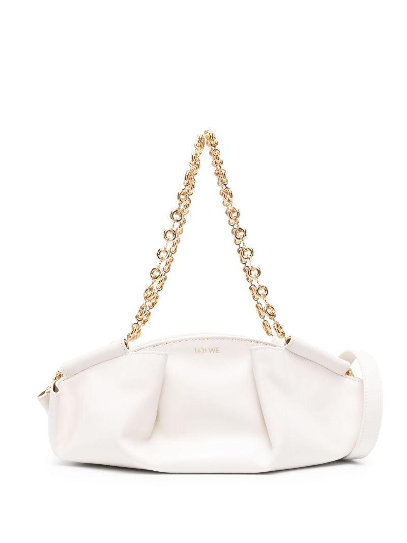 White Small Paseo Leather Shoulder Bag