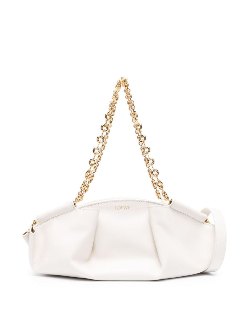 White Small Paseo Leather Shoulder Bag