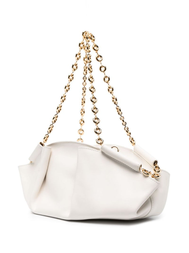 White Small Paseo Leather Shoulder Bag