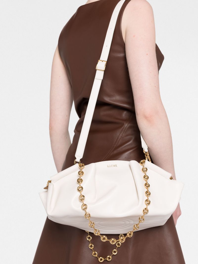 White Small Paseo Leather Shoulder Bag