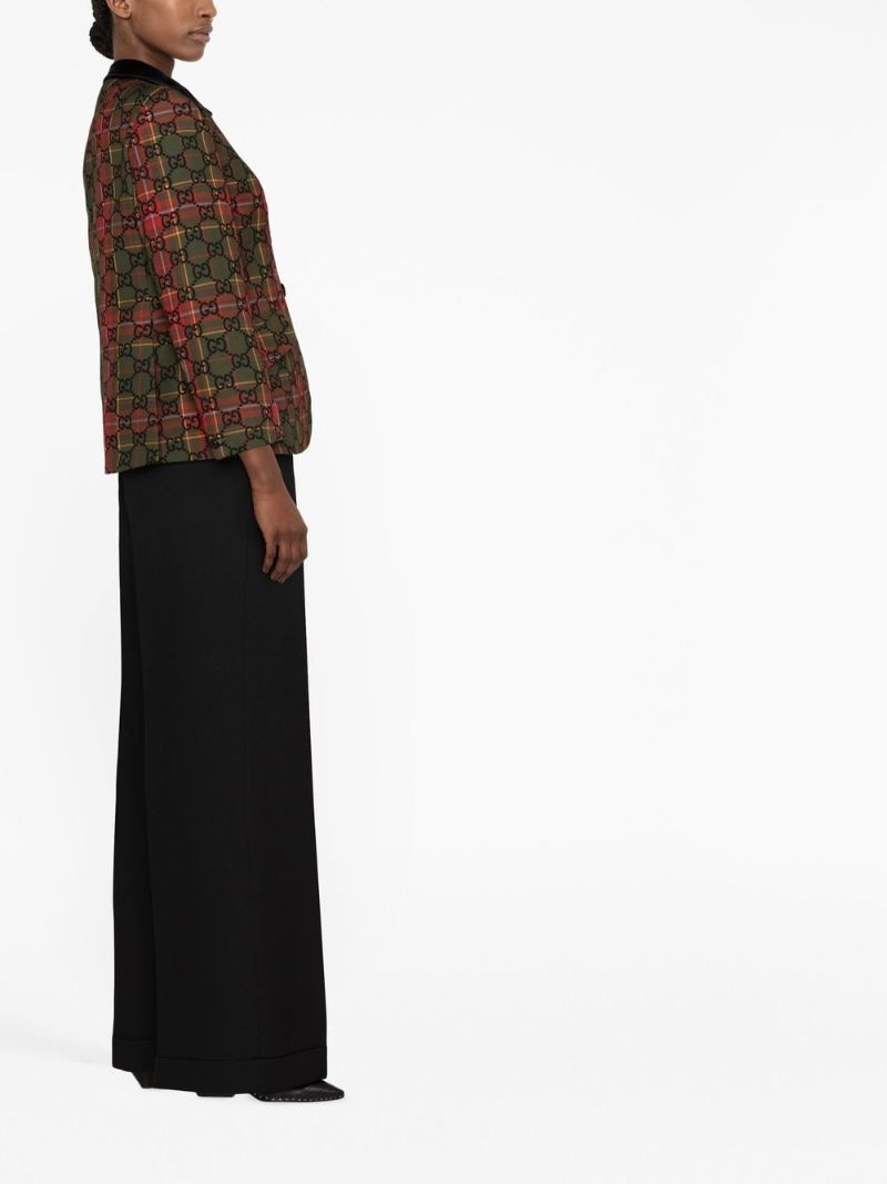 Green Gg Supreme Tartan Wool Blazer